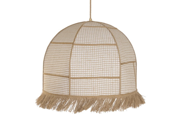 DKD Home Decor Lámpara de Techo de Fibra con Flecos, Natural/Crudo, 50x50x140 cm DKD Home Decor Lámpara de Techo de Fibra con Flecos, Natural/Crudo, 50x50x140 cm