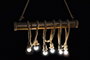 DKD Home Decor Lámpara Techo Balines Bambú Cuerda Metal Marrón Claro 10 x 60 x 80 cm (2 Unidades) 6 Bombillas
