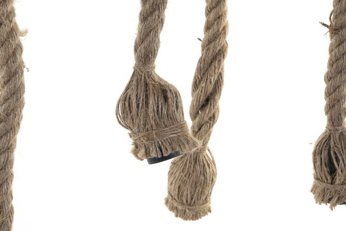 DKD Home Decor Lámpara Techo Balines Bambú Cuerda Metal Marrón Claro 10 x 60 x 80 cm (2 Unidades) 6 Bombillas