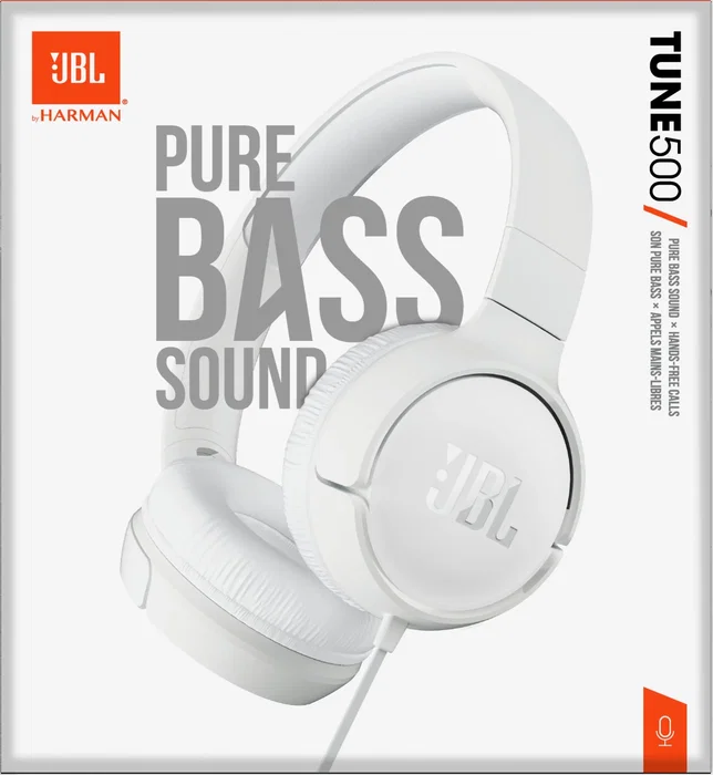JBL Auriculares JBL Tune 500 Blancos con Micrófono Integrado y Conector Jack 3.5 mm, Diadema Circumaural Plegable para Música