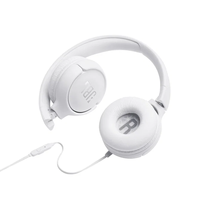 JBL Auriculares JBL Tune 500 Blancos con Micrófono Integrado y Conector Jack 3.5 mm, Diadema Circumaural Plegable para Música