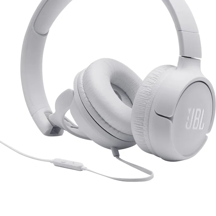 JBL Auriculares JBL Tune 500 Blancos con Micrófono Integrado y Conector Jack 3.5 mm, Diadema Circumaural Plegable para Música