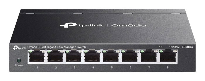 TP-Link ES208G Switch Omada Gestionado L2 Gigabit Ethernet 8 Puertos 10/100/1000 Negro, Montaje de Pared, QoS, Gestión Web y Cloud