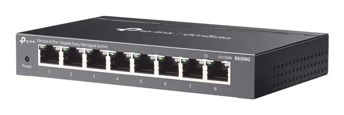TP-Link ES208G Switch Omada Gestionado L2 Gigabit Ethernet 8 Puertos 10/100/1000 Negro, Montaje de Pared, QoS, Gestión Web y Cloud