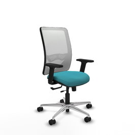 PIQUERAS Y CRESPO Silla de oficina Zulema con mecanismo Sincro/Traslack, Turquesa y Blanco