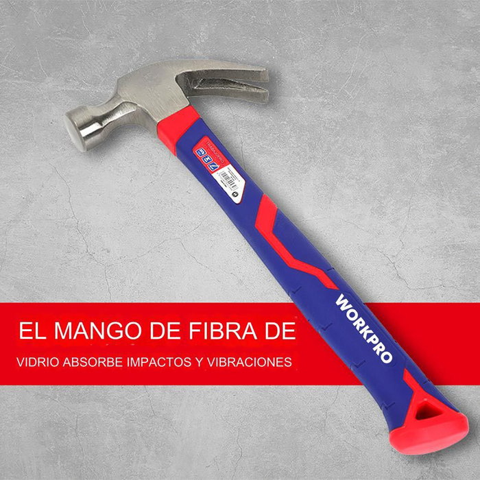 Workpro Martillo de Carpintero con Mango de Fibra de Vidrio, 225g