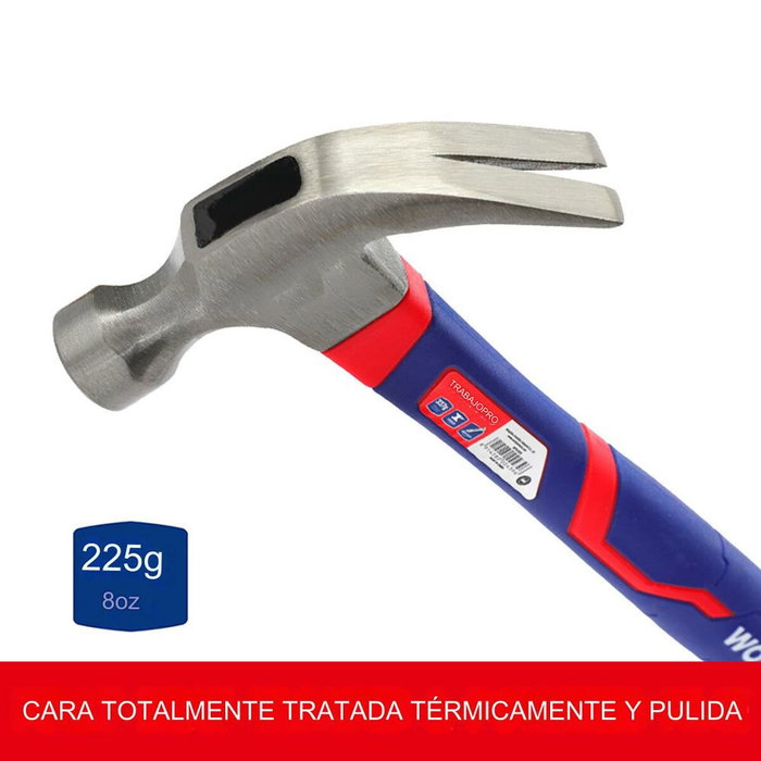 Workpro Martillo de carpintero de acero al carbono con mango de fibra de vidrio, 225 g Workpro Martillo de carpintero de acero al carbono con mango de fibra de vidrio, 225 g