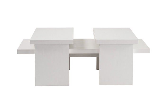 Nordure Juego de Mesas de Café Wood White, 2 Piezas, Blanco Madera, Mesa Auxiliar Moderna para Salón