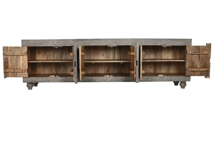 DKD Home Decor Mueble TV Gris Madera 200 x 40 x 61 cm