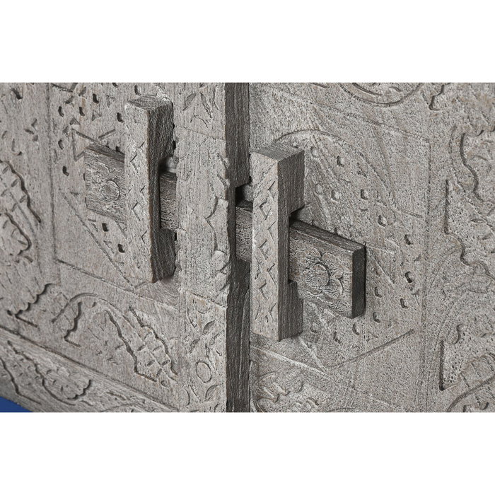 DKD Home Decor Mueble TV Madera Tallada Gris 200x40x61
