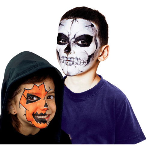 Alpino DL000107 Pintura para Cara y Cuerpo Set Maquillaje Horror Multicolor con 6 Barritas 5gr, Lápiz, Pincel y Tatuajes Brillantes, Apto Infantil y Adulto, Lavable