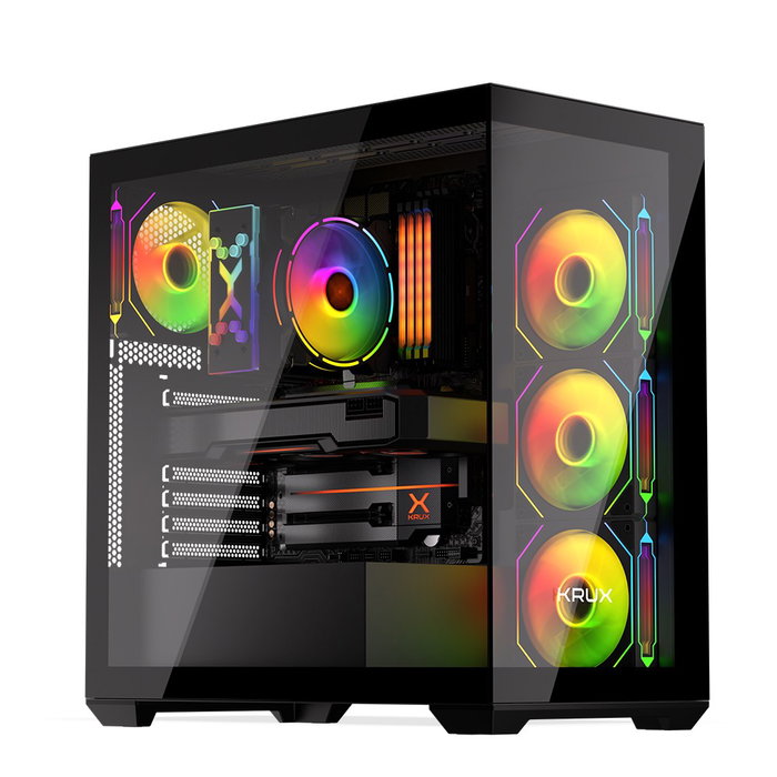Krux Exo Gabinete Gaming con Ventiladores ARGB 120mm y Compatibilidad con Placas Hidden-Connector Krux Exo Gabinete Gaming con Ventiladores ARGB 120mm y Compatibilidad con Placas Hidden-Connector
