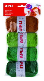 Ovillos De Lana Apli 50 Gr. Tonos Verdes Pack De 4