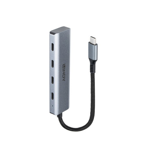 Lindy Hub USB 3.2 Gen 2 de 4 puertos Type-C Gris