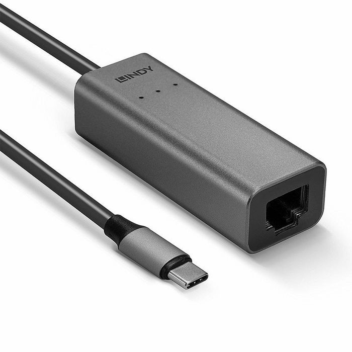 Lindy Conversor USB 3.2 Tipo C a Ethernet 2.5G Plata