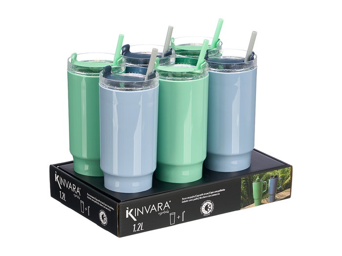 Kinvara Vaso Pajita Asa 1200ml Azul Verde 14x30x10cm (Set de 12)