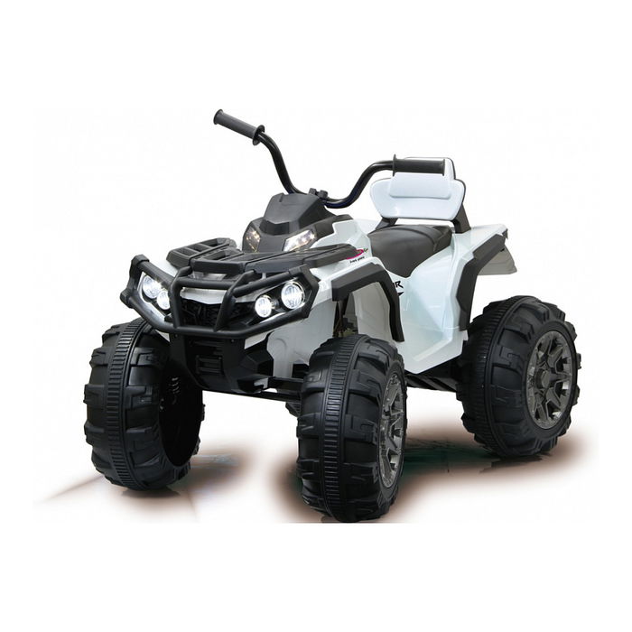 Jamara Quad Protector Ride-on Eléctrico para Niños 12V, Operado Remotamente, 3 a 6 Años, Negro y Blanco - 4 Ruedas Sólidas, Bocina Sonora, Adecuado para Exteriores