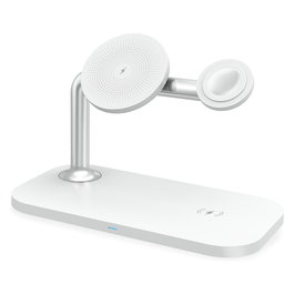 RealPower ChargeAir MAG Estación de Carga Inalámbrica con MagSafe, 15W, 3 Dispositivos, USB-C, 1m Cable, Color Blanco