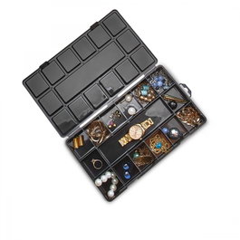 Aberto Design Joyero ORG-2018 Negro para Joyas y Accesorios Organizador con Cierre de Seguridad 26x15x3.5cm
