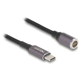 Delock Cable de Carga USB-C a Conector Magnético de 8 Pines para Portátil, 15 cm, 60 W, Negro
