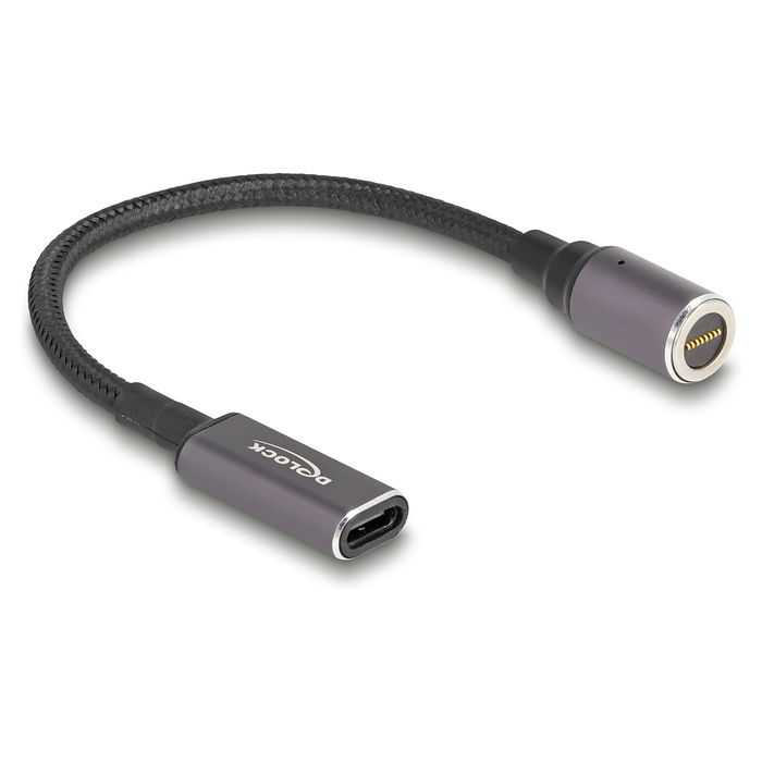 Delock Cable de Carga USB-C a Conector Magnético de 8 Pines para Portátil, 15 cm, 60 W, Negro