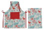 DKD Home Decor Set de 2 Delantales Reno Flores Azul Celeste y Rojo