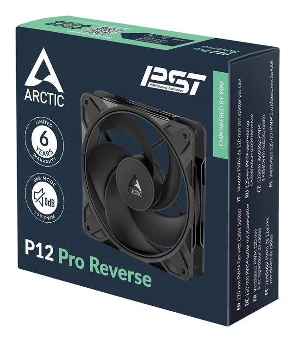 ARCTIC Freezer P12 Pro Reverse Ventilador PC 120mm Negro PWM 4 Pines 124 m³/h 3000 RPM Rodamiento Fluido (FDB)