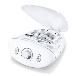 Beurer MP-100 Set Manicura y Pedicura Profesional 20.000 rpm Regulador Continuo Velocidad Derecha Izquierda Zafiro Papel Lija