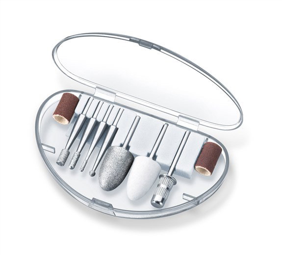 Beurer MP-100 Set Manicura y Pedicura Profesional 20.000 rpm Regulador Continuo Velocidad Derecha Izquierda Zafiro Papel Lija