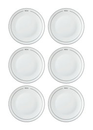 Hermia DNR0075 Juego de 6 Platos de Postre de Porcelana 20x20 cm