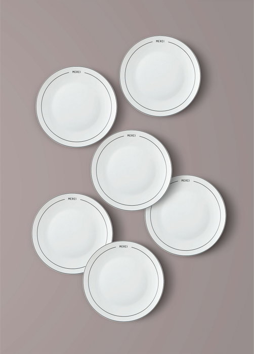 Hermia DNR0075 Juego de 6 Platos de Postre de Porcelana 20x20 cm