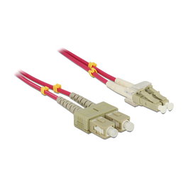 DeLOCK Cable de fibra óptica LC a SC Multimodo OM4, 3 m, Violeta