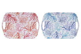 DKD Home Decor Bandeja Mediterraneo Coral Verde Menta Melamina 26 x 2.5 x 36 cm (6 Unidades)