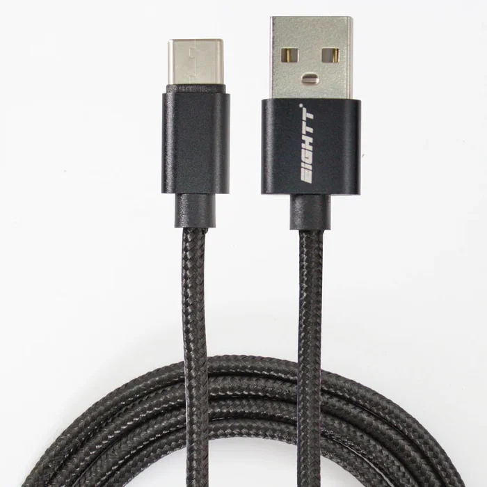 Eightt ECT-4B Cable USB A a USB C Negro 1 m - USB 2.0 480 Mbps con Forro Nylon Trenzado y Conectores de Aluminio