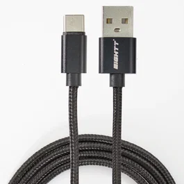 Eightt ECT-4B Cable USB A a USB C Negro 1 m - USB 2.0 480 Mbps con Forro Nylon Trenzado y Conectores de Aluminio