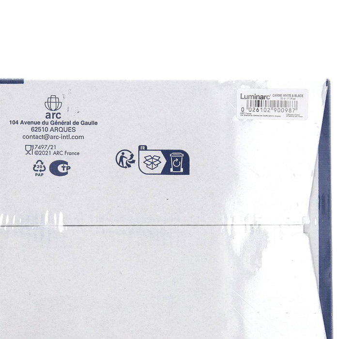 Set 6 Tazas con Plato Vidrio Carine N&B Luminarc 22 cL