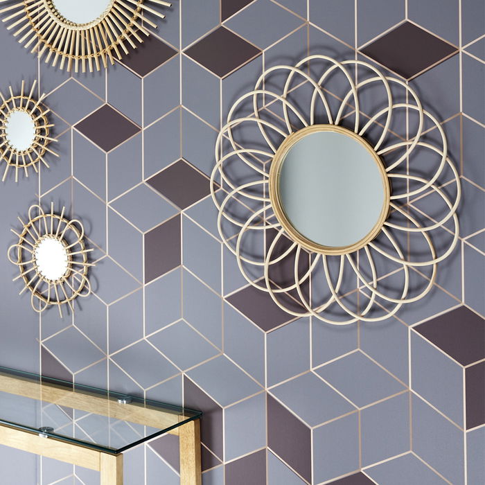 Home Deco Factory Espejo Ratán Forma Rosetón Diámetro 56 cm Natural