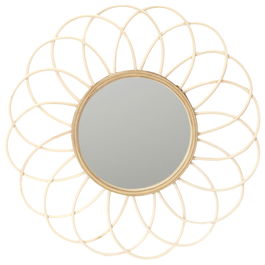 Home Deco Factory Espejo Ratán Forma Rosetón Diámetro 56 cm Natural