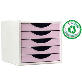 Archivo 2000 Módulo Organizador Ecogreen Sobremesa 5 Cajones Reciclado Rosa Pastel DIN A4