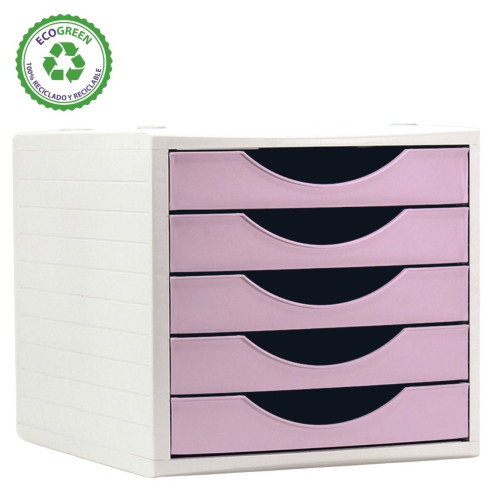 Archivo 2000 Módulo Organizador Ecogreen Archivotec 5 Cajones Rosa Pastel