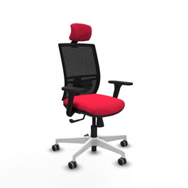 PIQUERAS Y CRESPO Silla de oficina Yunquera con mecanismo Sincro, Rojo y Negro