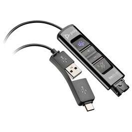 HP Poly DA85-M Adaptador USB a QD Wideband para Teams, USB-A y USB-C, Negro, TAA Compatible
