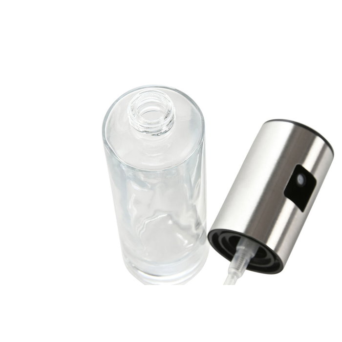 DKD Home Decor Aceitera de Cristal y Acero Inoxidable con Spray 100ml