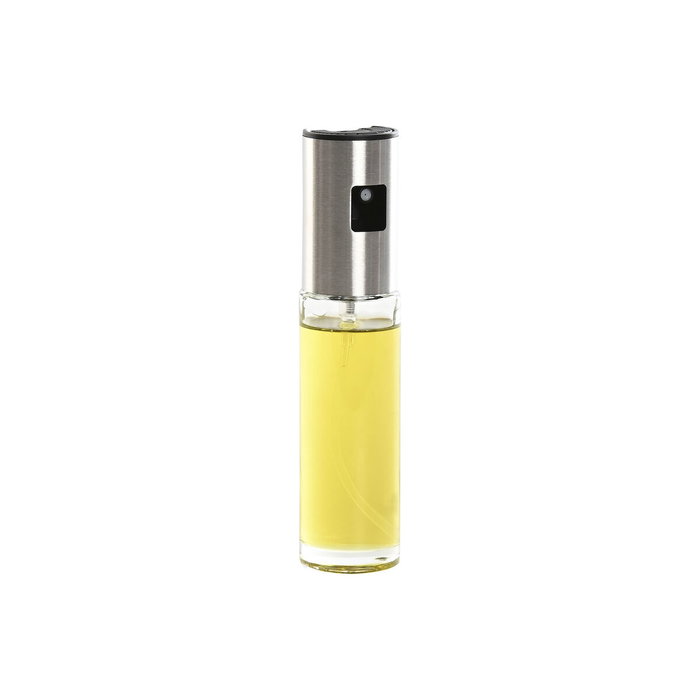 DKD Home Decor Aceitera de Cristal y Acero Inoxidable con Spray 100ml