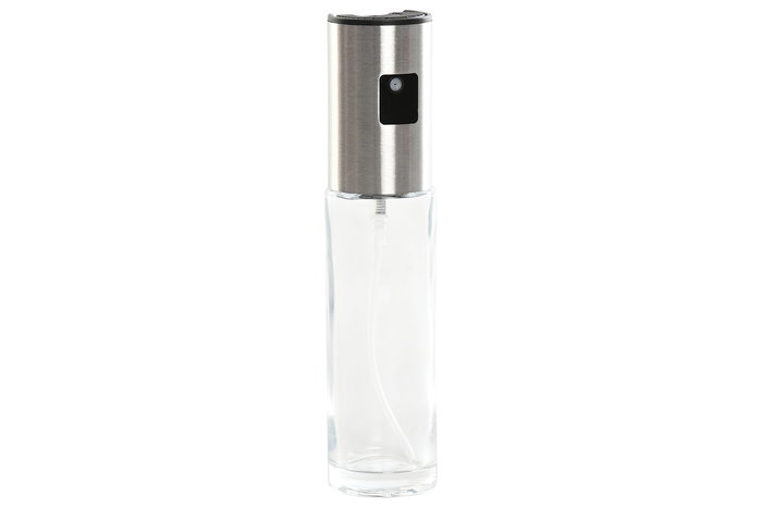 DKD Home Decor Aceitera de Cristal Transparente, Spray con Boquilla de Acero Inoxidable 100 ml, 4 x 18.3 x 4 cm