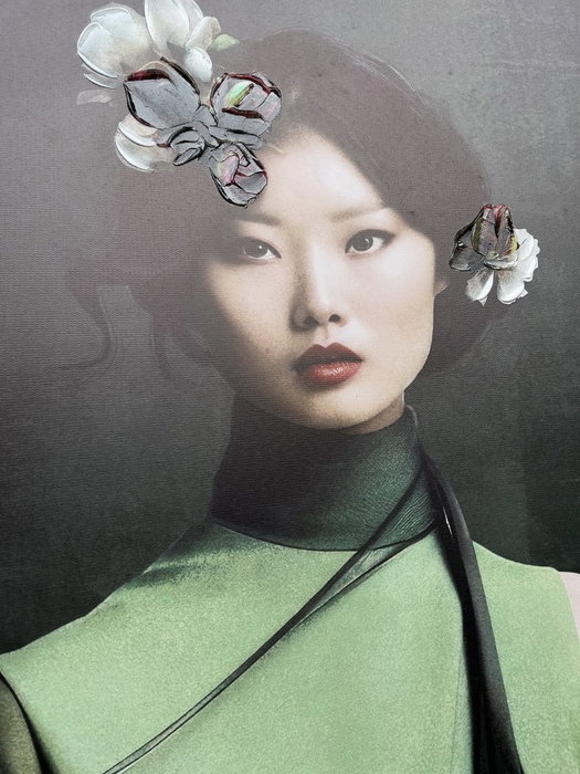 DKD Home Decor Cuadro Lienzo Geisha Enmarcado Verde