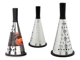 Kinvara Rallador Redondo de Acero Inoxidable Multifuncional 11.5x24.5x11.5 cm - Color Negro/Plata, No Apto para Lavavajillas (Set de 12)