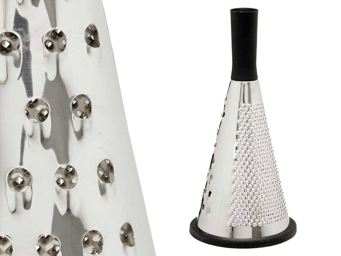 Kinvara Rallador Redondo de Acero Inoxidable Multifuncional 11.5x24.5x11.5 cm - Color Negro/Plata, No Apto para Lavavajillas (Set de 12)