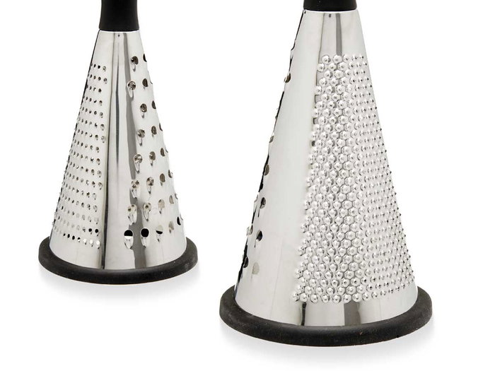 Kinvara Rallador Redondo de Acero Inoxidable Multifuncional 11.5x24.5x11.5 cm - Color Negro/Plata, No Apto para Lavavajillas (Set de 12)