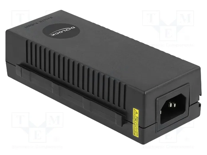 DeLOCK Inyector PoE 10 Gigabit 802.3at 30 W Negro